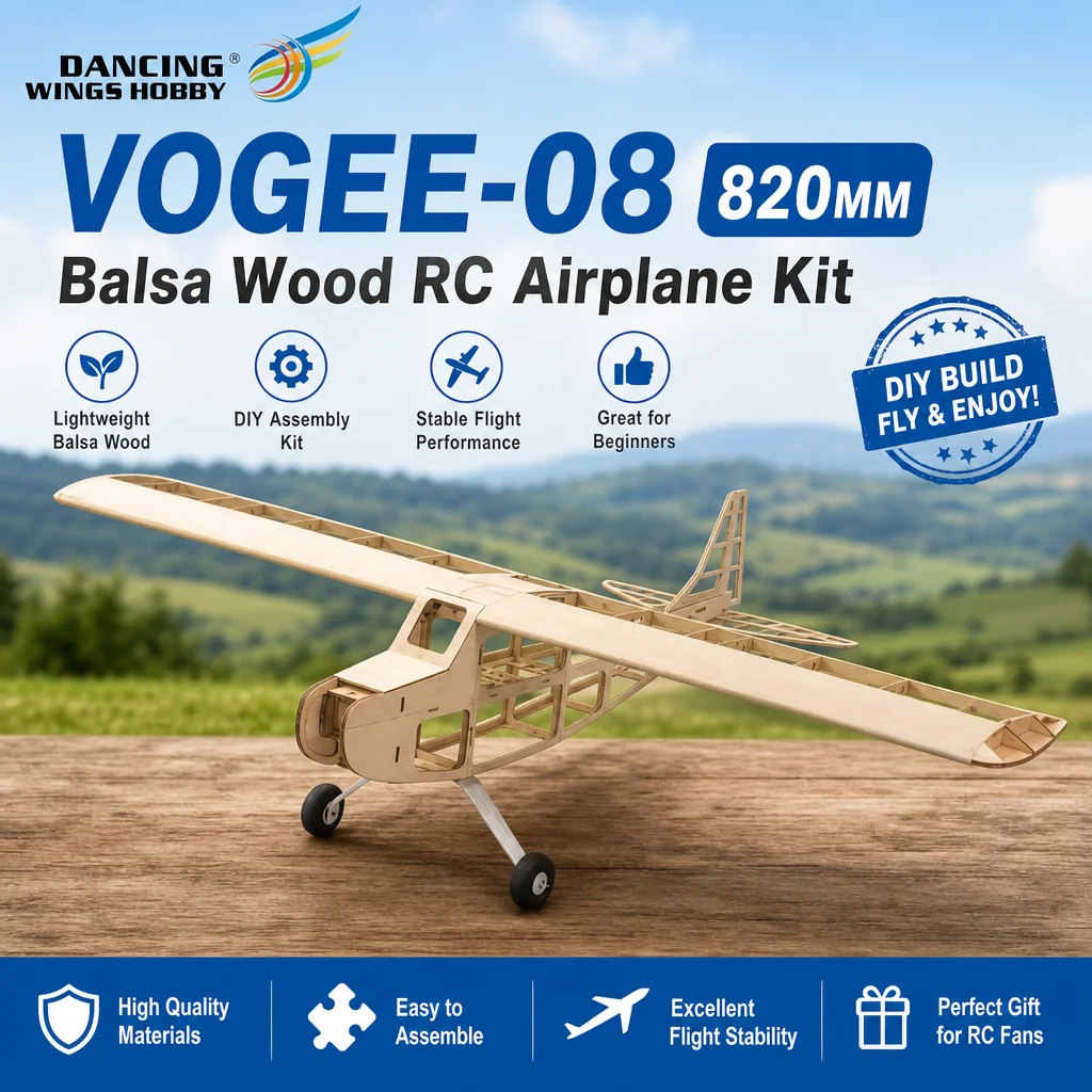 DW Hobby T05 Vogee-08 820mm Balsa Kit – 32in RC Trainer Laser Cut Wood Plane