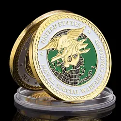 United States Naval Special Warfare Command Navy Seals Collectible Golden Plated Souvenir Coin Commemorative Coin Challenge Coin