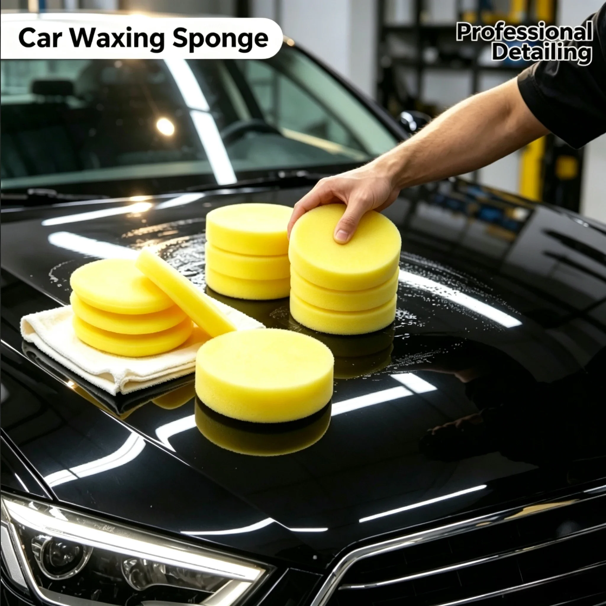 12Pcs High Density Foam Car Wax Applicator Pads Round Polishing Sponge Auto Detailing Tire Shine Car Accessories Interior