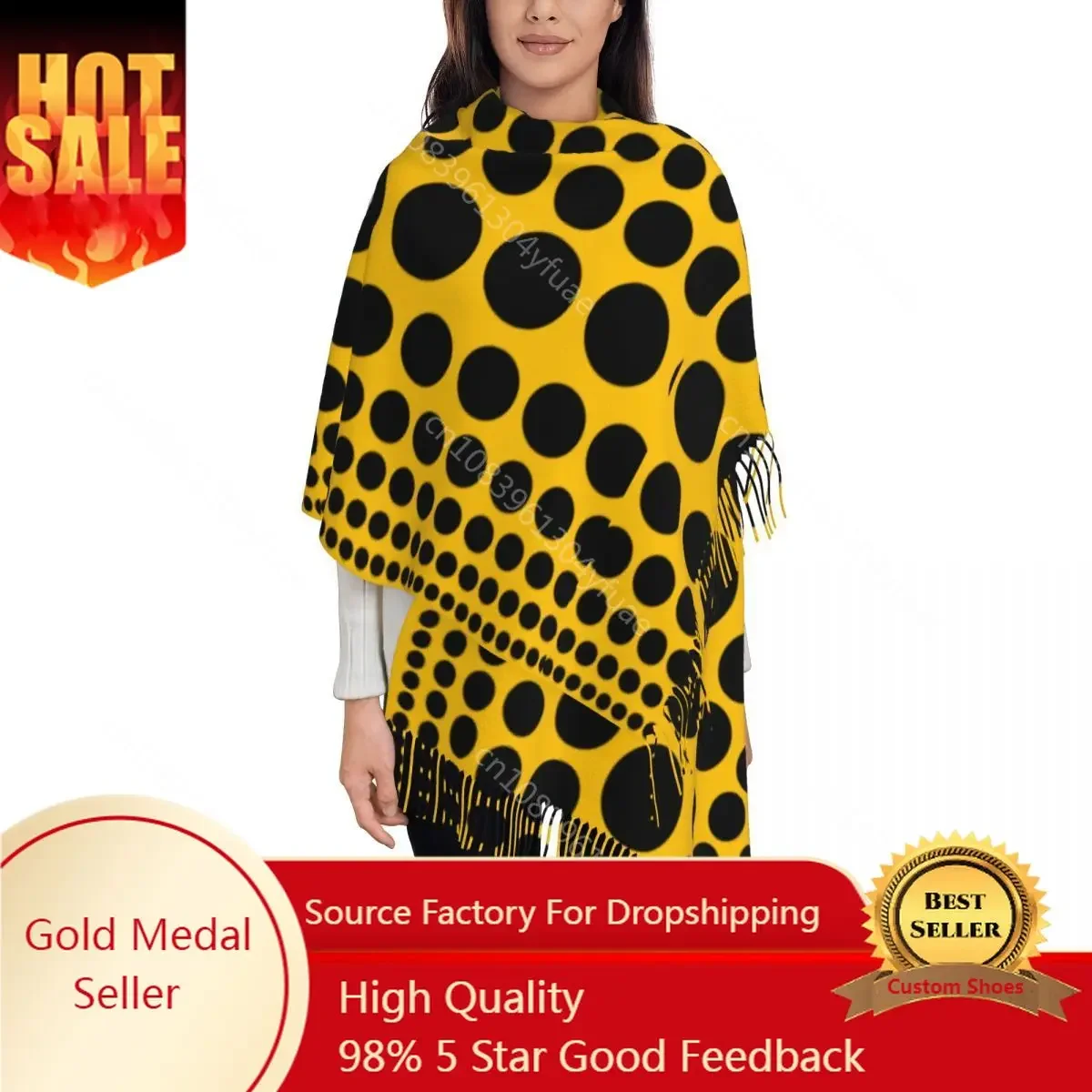 

Infinity Polka Dots Scarf for Women Warm Winter Cashmere Shawls and Wrap Yayoi Kusama Large Shawl Scarf Ladies