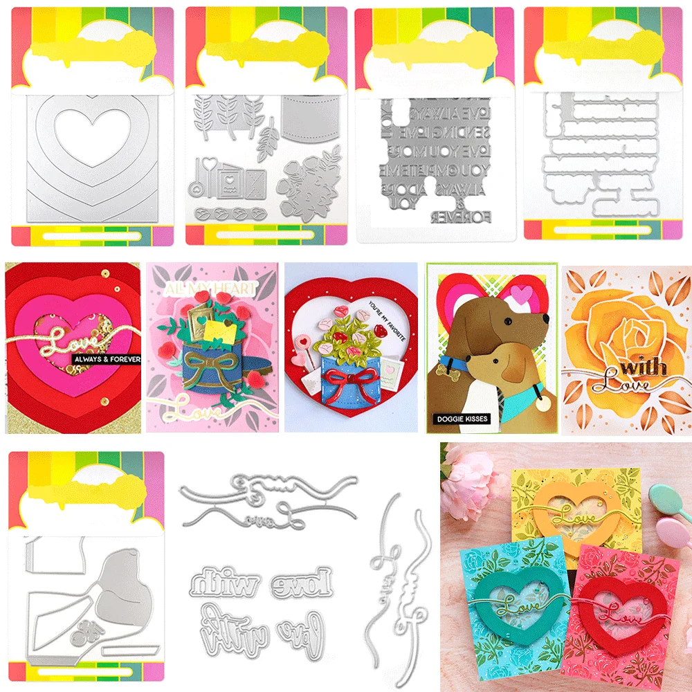 

Gradient Heart Panel Die,Flower Gift Box Metal Cutting Dies Embossing Diecut For DIY Card Making Scrapbooking Crafting Supplies