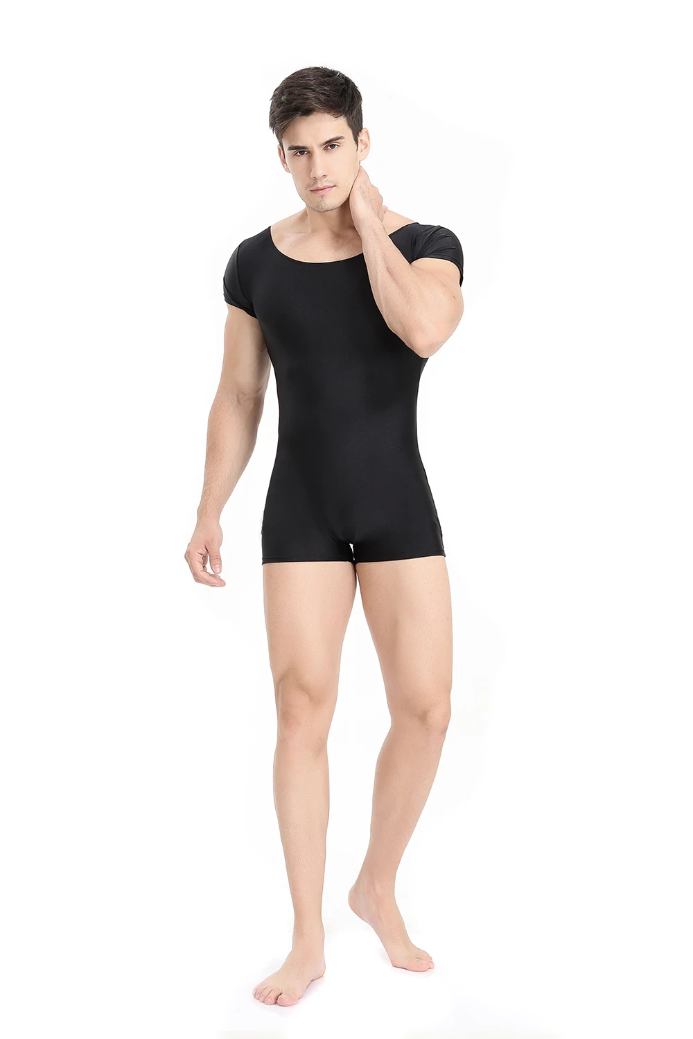

Men's Basic Dance Leotard for Adult Team Nylon Short Sleeve Ballet Leotard Dancewear Soft and Skin Friendly Ballet Clothes