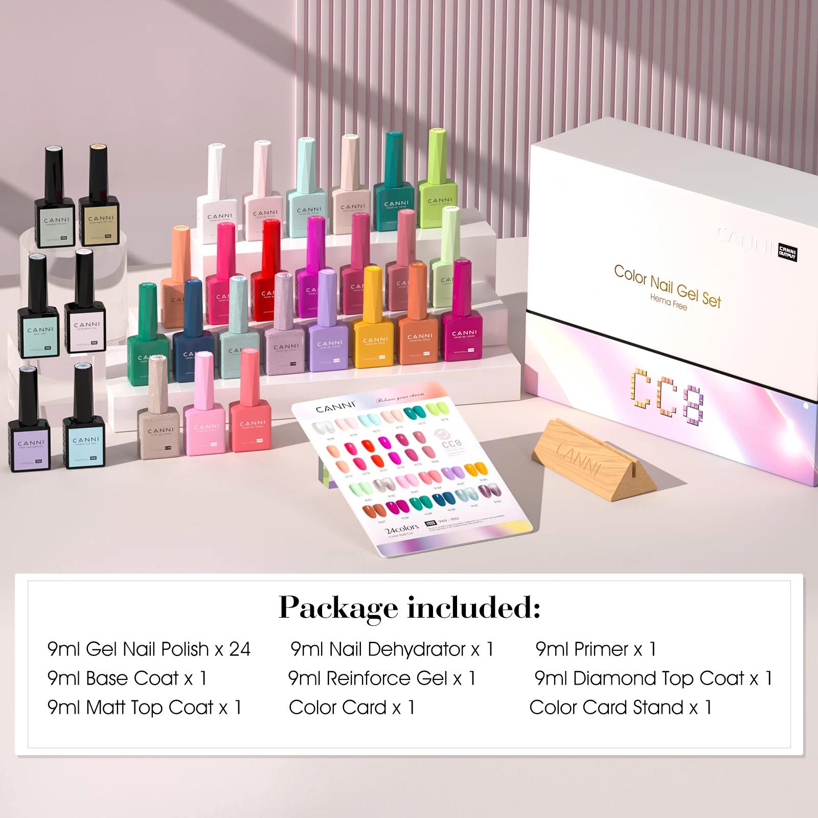 CANNI 9ml Gel Polish Set 30PCS HEMA TPO Free Soak Off UV LED Nail Varnish Kit, Long Lasting Manicure Gel for Nail Art Salon DIY