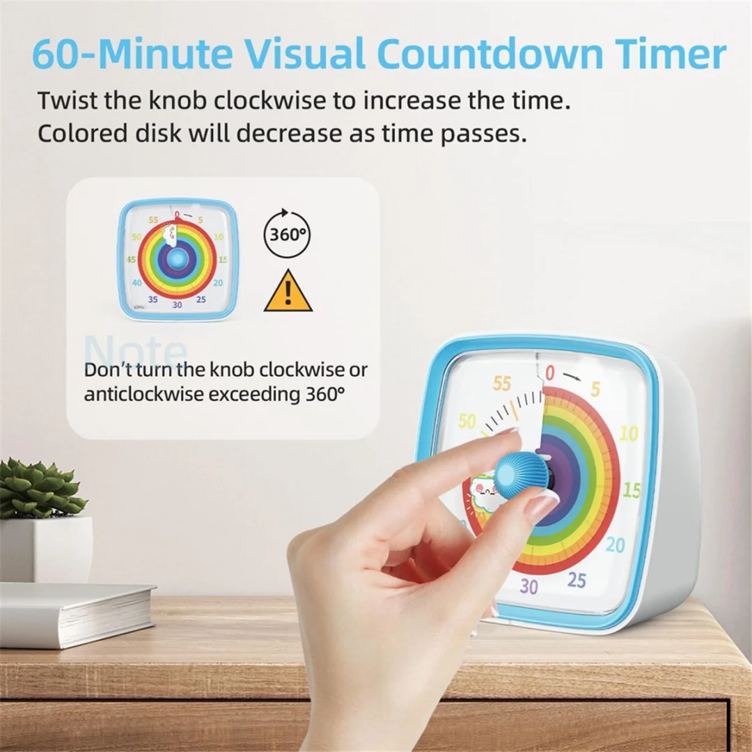 60 Minute Timers for Classroom Kitchen Office, Countdown Kids Timer Clock, Desk Time Management Tool