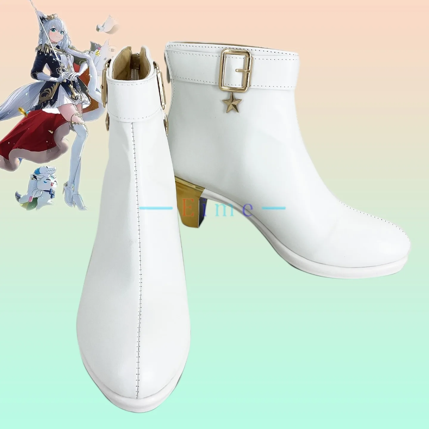 Shirakami Fubuki Cosplay chaussures blanc talons hauts chaussures Vtuber Cosplay accessoires Halloween carnaval bottes chaussures en polyuréthane sur mesure