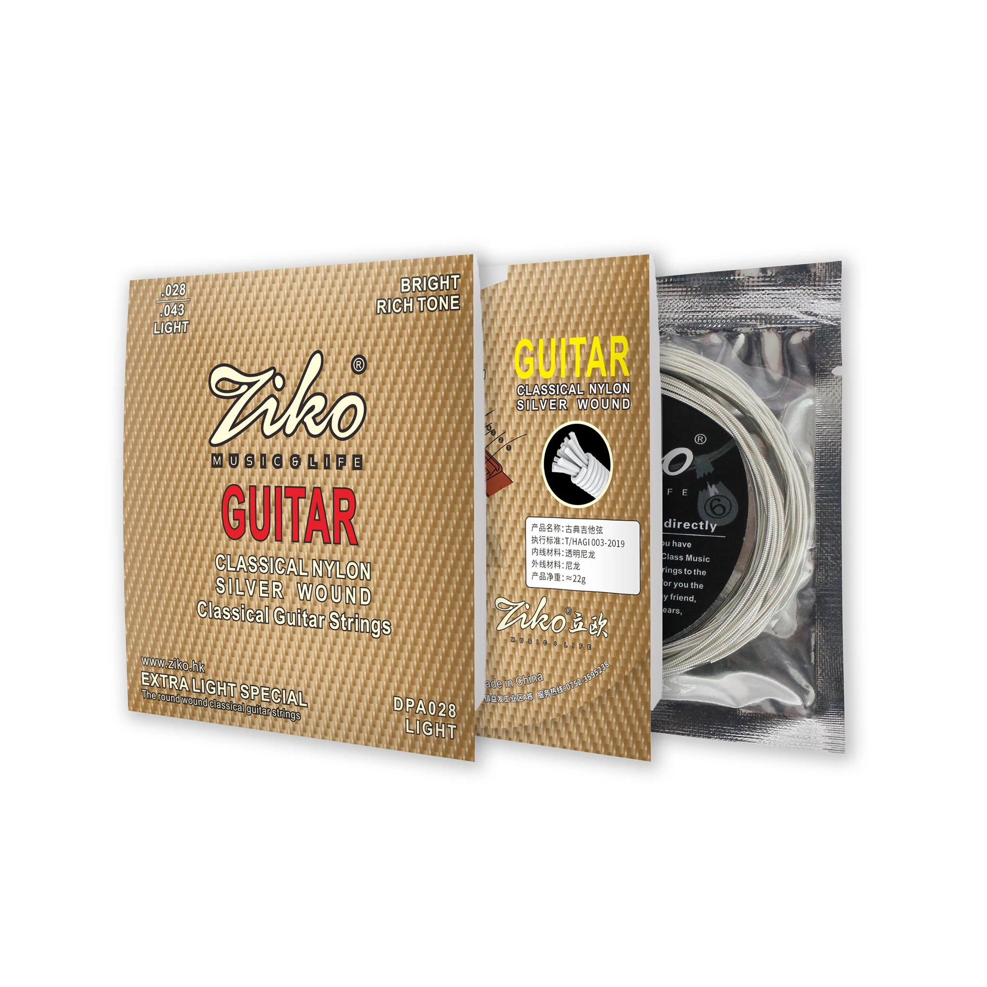 

ZIKO Classical Guitar Strings Set Transparent Nylon Core Silver Plated Wound Guitarra Strings Guitar Parts & Accessories DPA-028