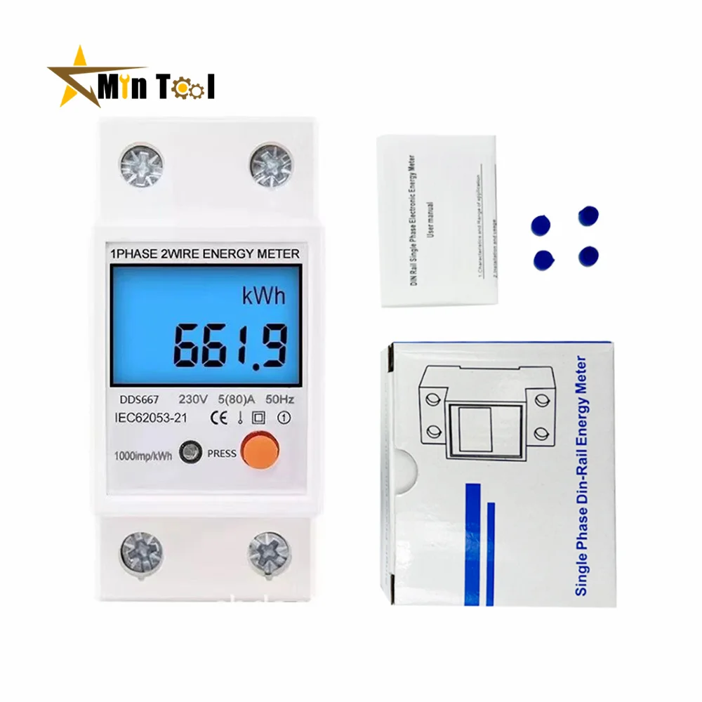 DDS667 Din Rail LCD podświetlenie cyfrowe jednofazowy licznik energii kWh moc licznik zużycia watomierz do narzędzie elektryka