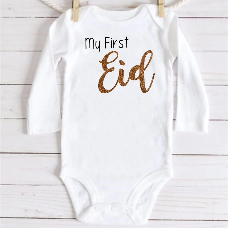 My First Eid Print Newborn Infant Clothes festive party Baby Toddler Jumpsuits Boys Girls Long Sleeve Bodysuits Ramadan Outfits