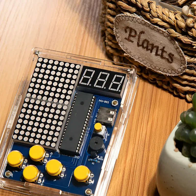 DIY  Console with Acrylic Shell USB Cable Pixel Game Console Production Parts DIY Brazing Project Game Kit 51 Single Chip Game