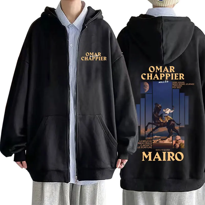 

Rapper Mairo Omar Chappier Graphic Zipper Hoodie Men's Hip Hop Fashion Pop Music Zip Up Jacket Male Vintage Oversized Hoodies