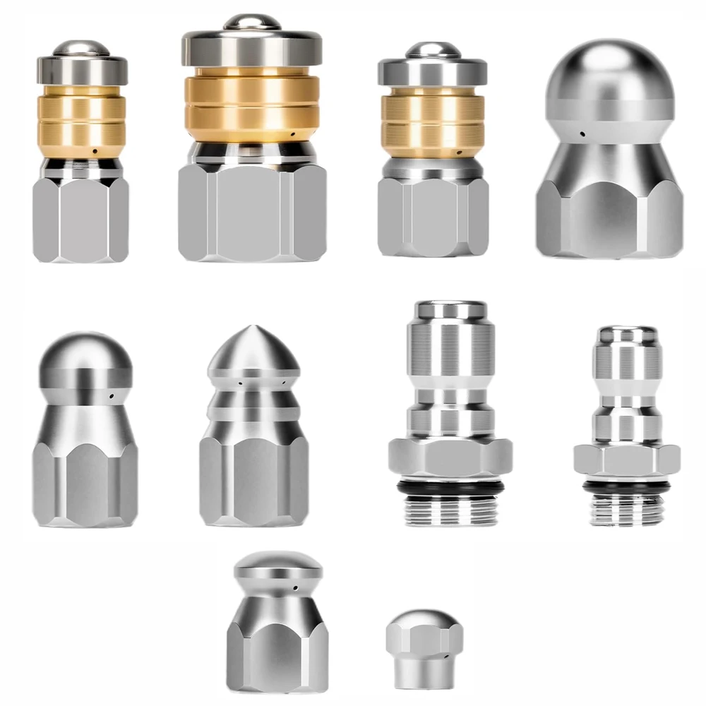 5000PSI 1/8'' 1/4'' 3/8'' High Pressure Jetter Pressure Drain Jetter Hose Nozzle for Toilet Industrial Pipelines Kitchen Sewers