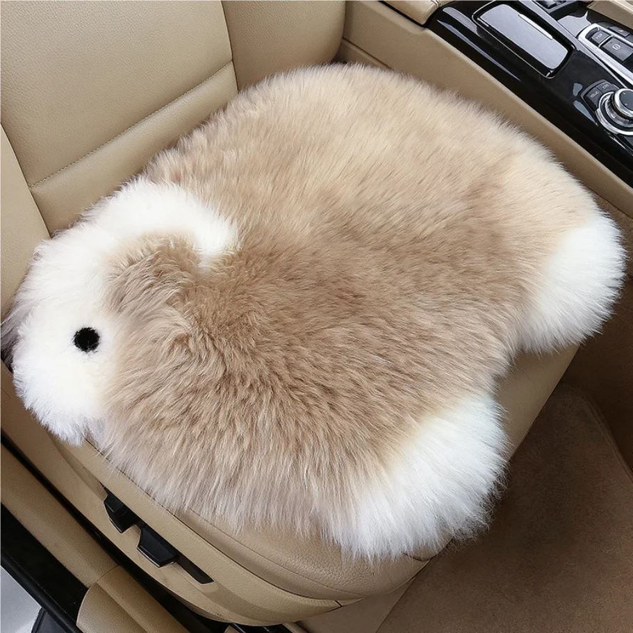 

1pc Winter Car Pure Wool Seat Cushion Wool Pad For Warmth Real Wool Without Backrest Thick Seat Cushion