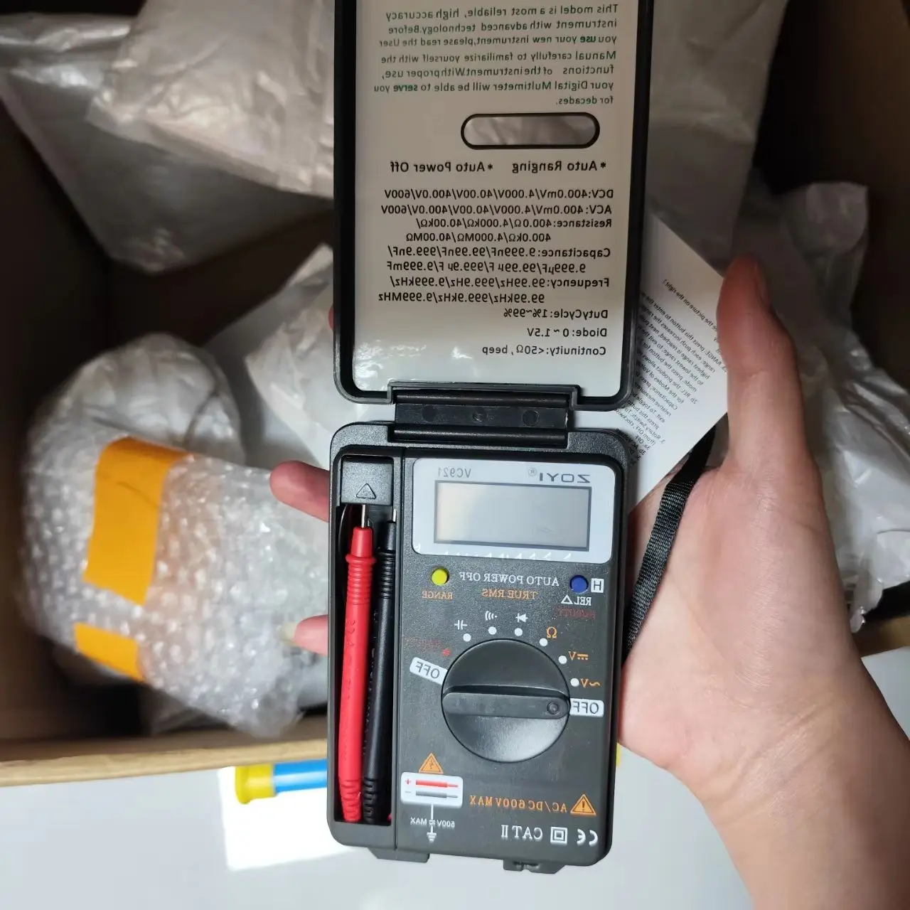 ZOYI VC921 Mini Digital Multimeter, 3 3/4 Digits Handheld Pocket Tester, Portable Electric Measuring Tool Frequency Detection