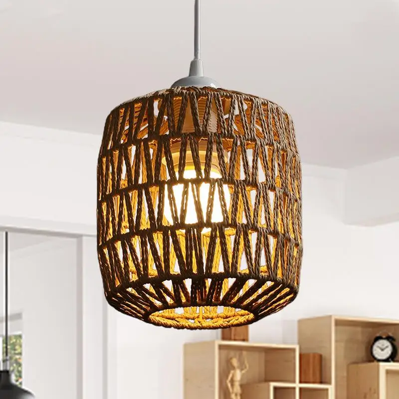 Angoily Abat-jour Plafond Style Rustique Tissé En Paille - Décoration Intérieure Chambre Salon