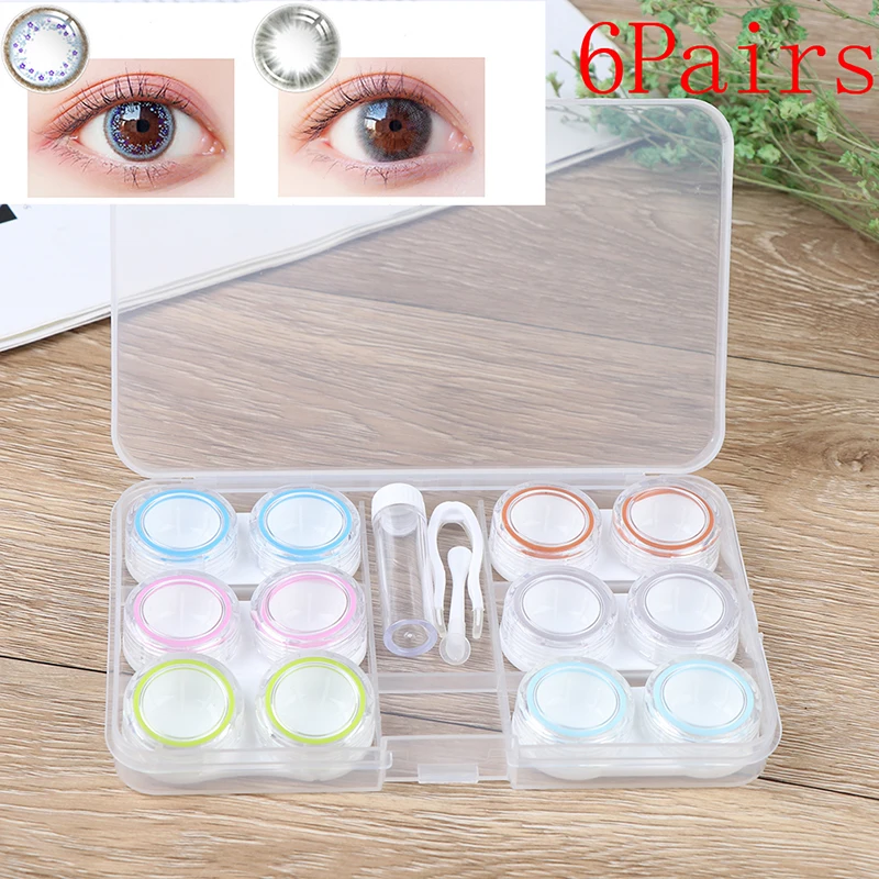 

6Pairs Portable Contact Lens Case Box Storage Eye Care Kit Organizer Container