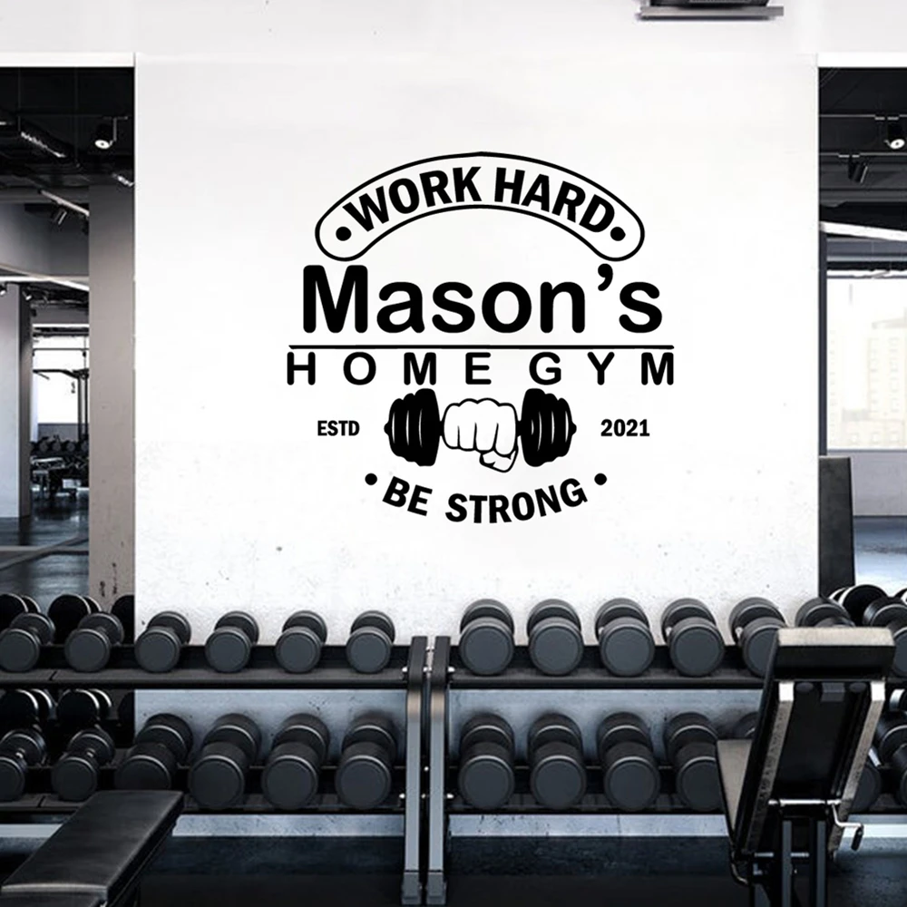 

1PC Hot Sale Fitness Custom Name Family Wall Stickers Mural Art Home Decor For party decoration Wall Art MURAL