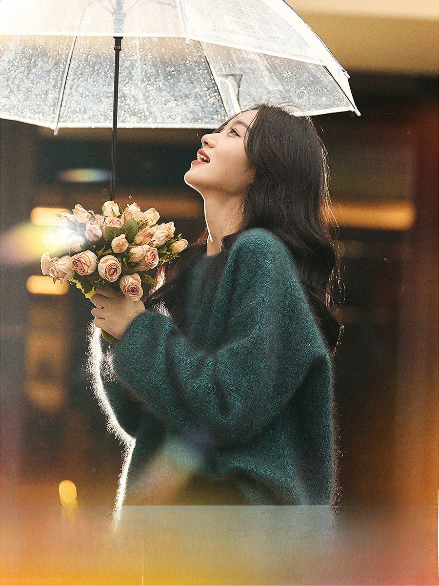 

Свободный вязаный свитер Ele с отделкой из искусственного меха и бархатными цветами из пряжи, женский пуловер от Xhange