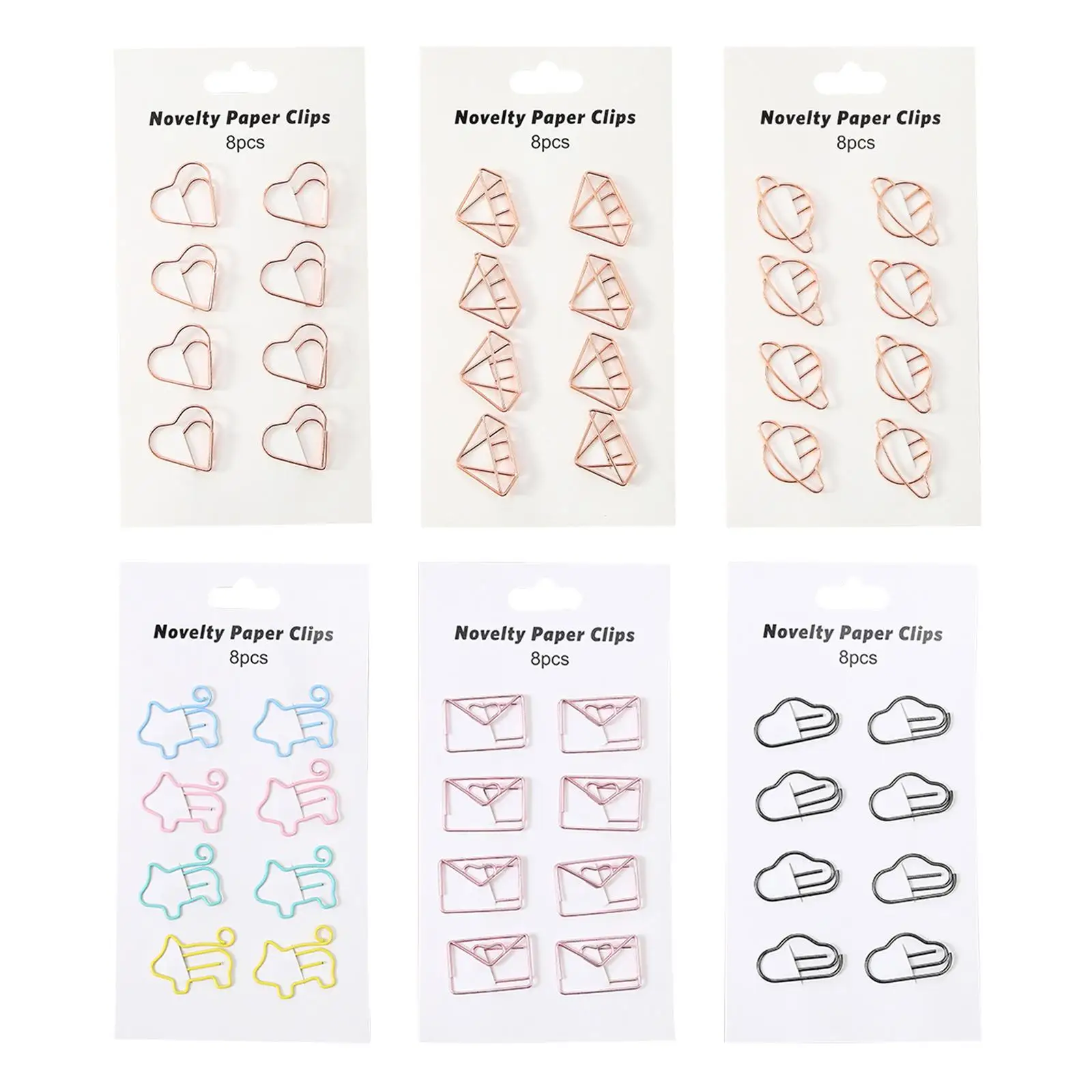 8Pcs Novelty Paper Clips Accessories Reusable Bookmark for Card Party Albums School File Note