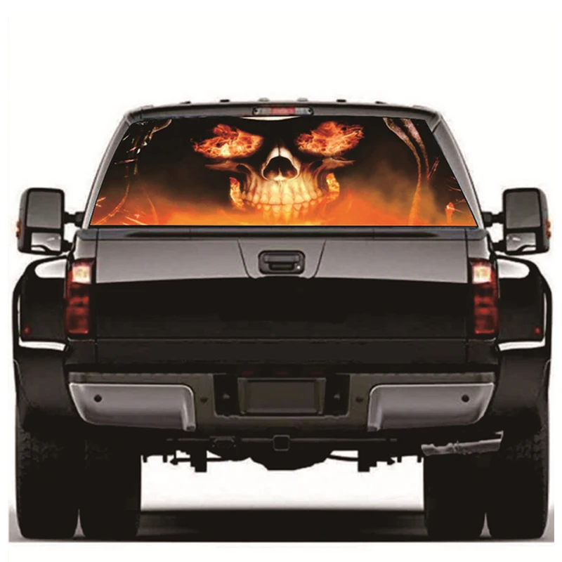 

Flaming Skull Car Rear Window Sticker Rear Window Sticker 135x36cm