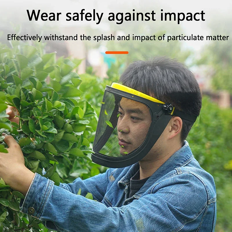 

New With Full Face Mesh Protective Mask Garden Grass Trimmer Safety Helmet Hat For Logging Brush Cutter Forestry Protection