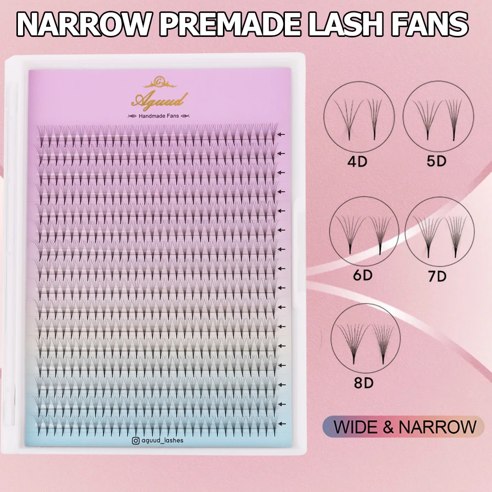 

AGUUD 480 Fans Super Narrow Thin Pointy Base Premade Lash Fans 4D 5D 6D 7D 8D Russian Volume Lashes Extension Fans Makeup