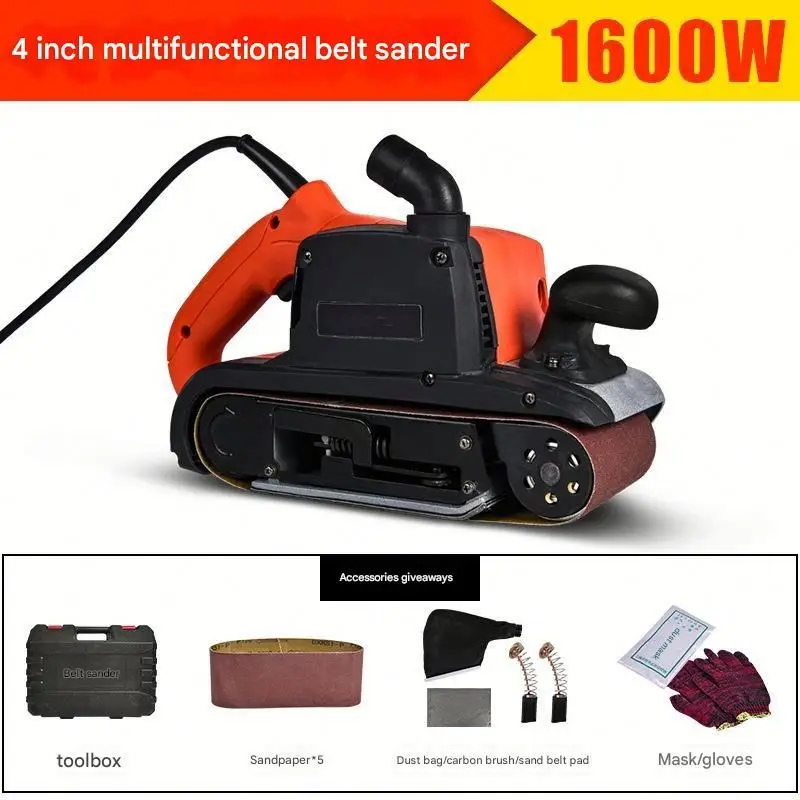 Portable Mini Wide Belt Sander 1600W Variable Speed Corded Electric Wood Planer 4-Inch Woodworking Polishing Machine