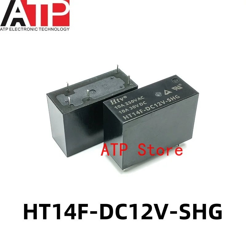 10PCS HT14F-DC12V-SHG HT14F-DC12V A set of normally open 5-pin 10A load plastic sealed power relays