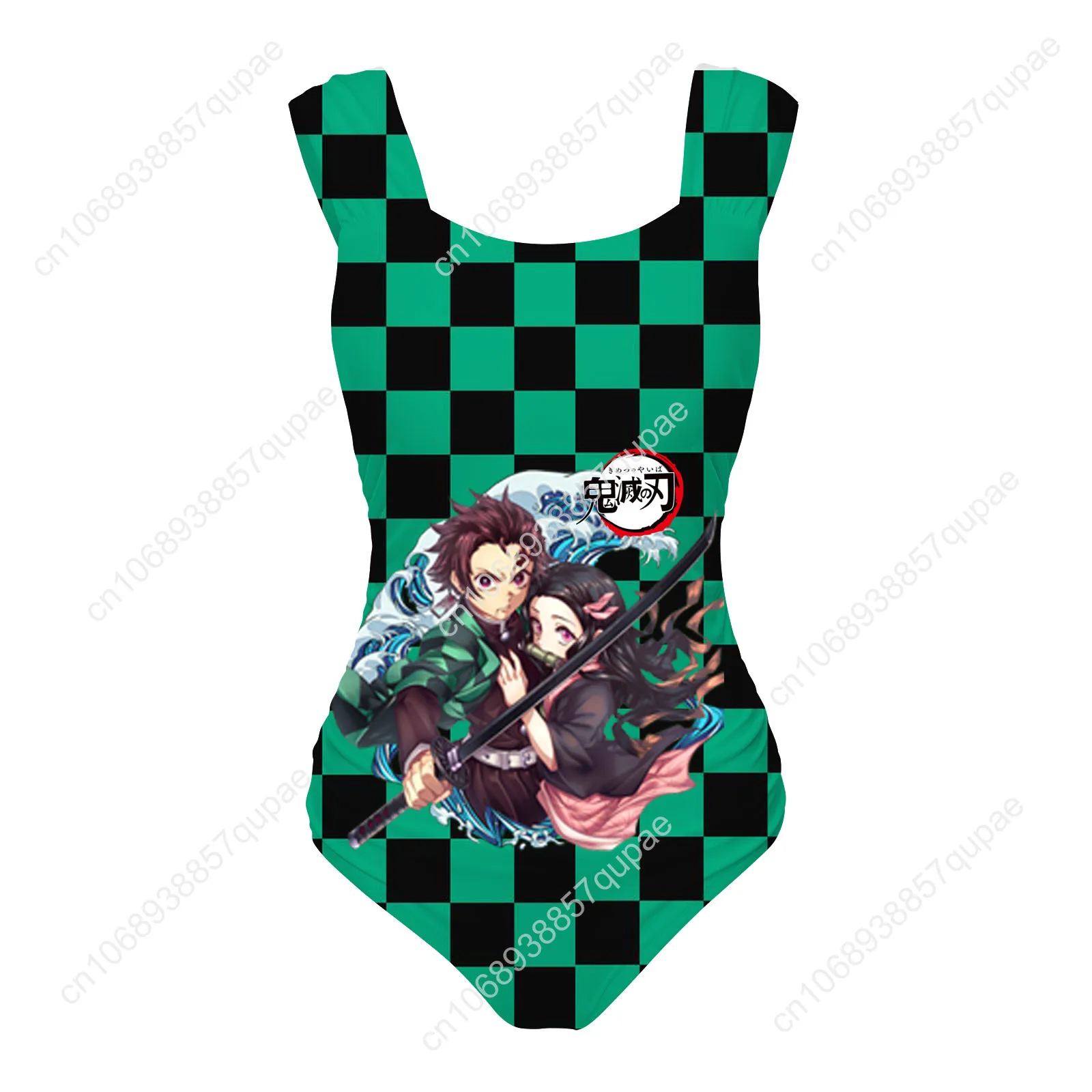 Kimetsu No Yaiba Tanjiro Nezuko traje de baño de una pieza con tirantes anchos trajes de baño para mujer Fiesta EN LA Piscina playa SexyBikini ropa de playa