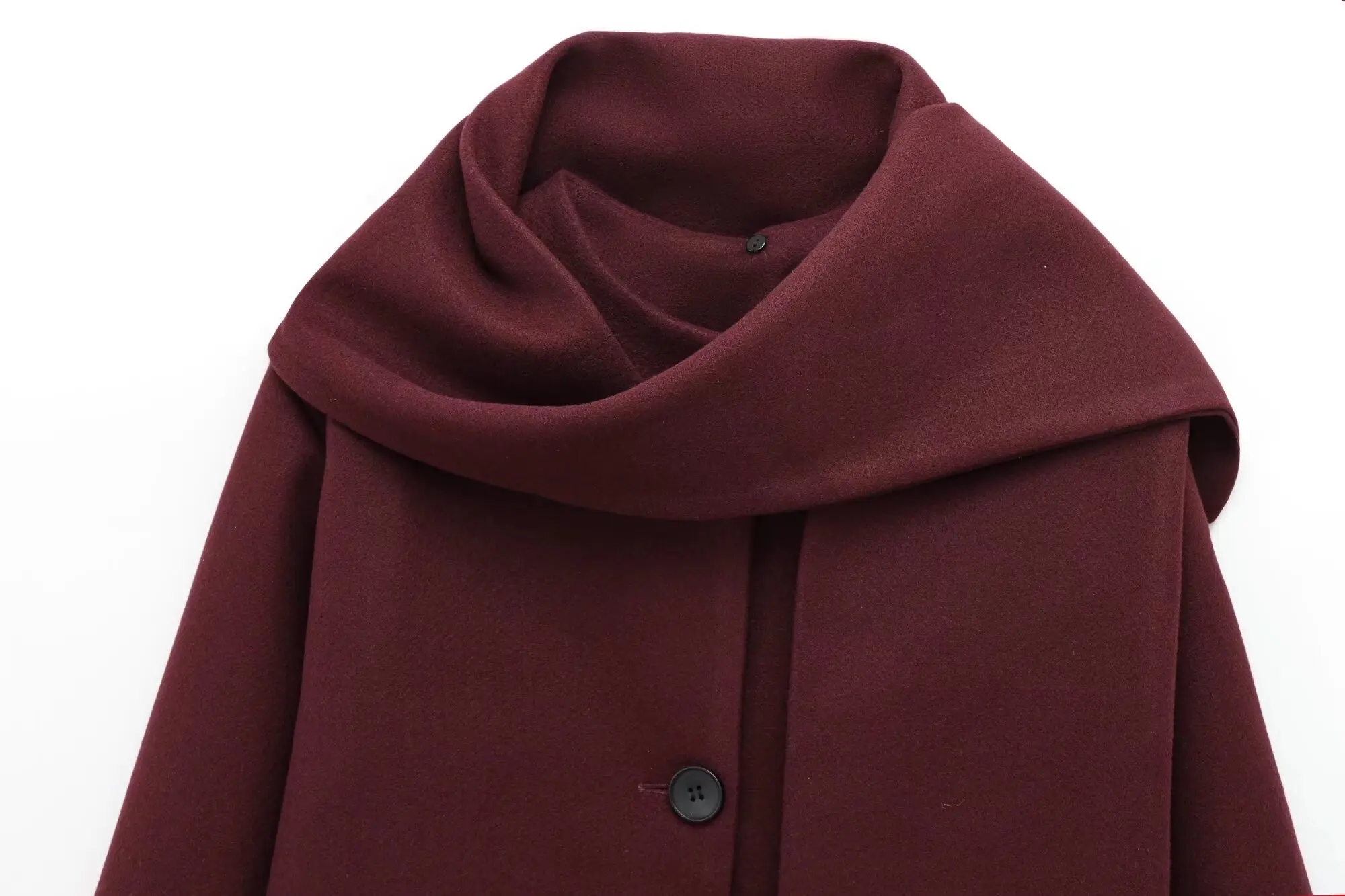 BSAY Französischer Minimalistischer Damenmantel mit einteiligem Schal-Kragen, Rundhalsausschnitt, einreihig, mit Taschen, für den Alltag im Herbst und auf Reisen. – Detail 31