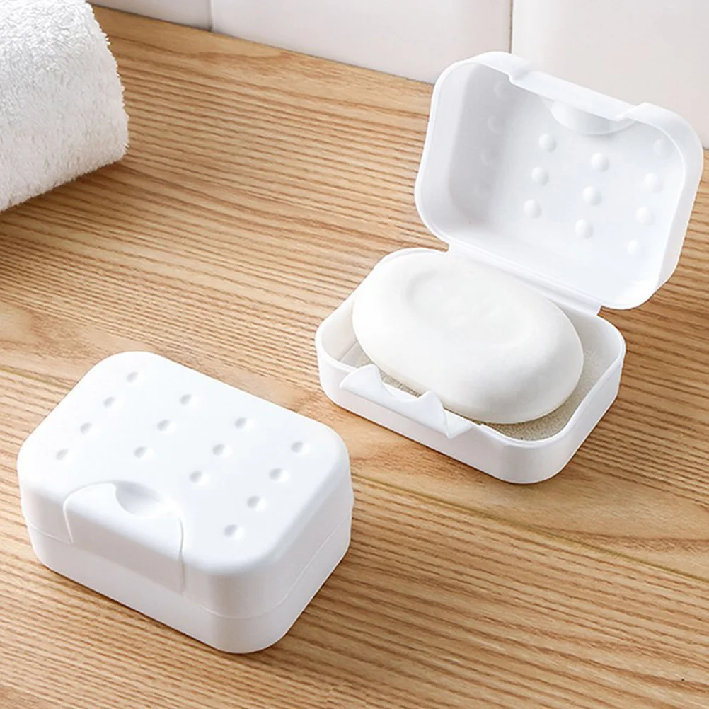 

2Pcs Portable Box Container Holder White Sealing Practical Lightweight Soap Storage Container Travel Home Waterproof Storage