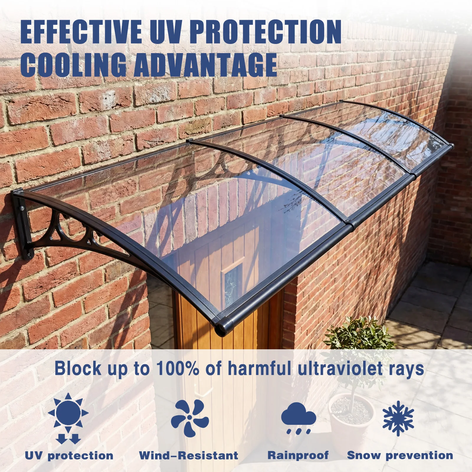 

Awning for Door Entrance Strong Load-Bearing Capacity House Overdoor Awnings Long Service Life for Rain Snow Sunlight Protection