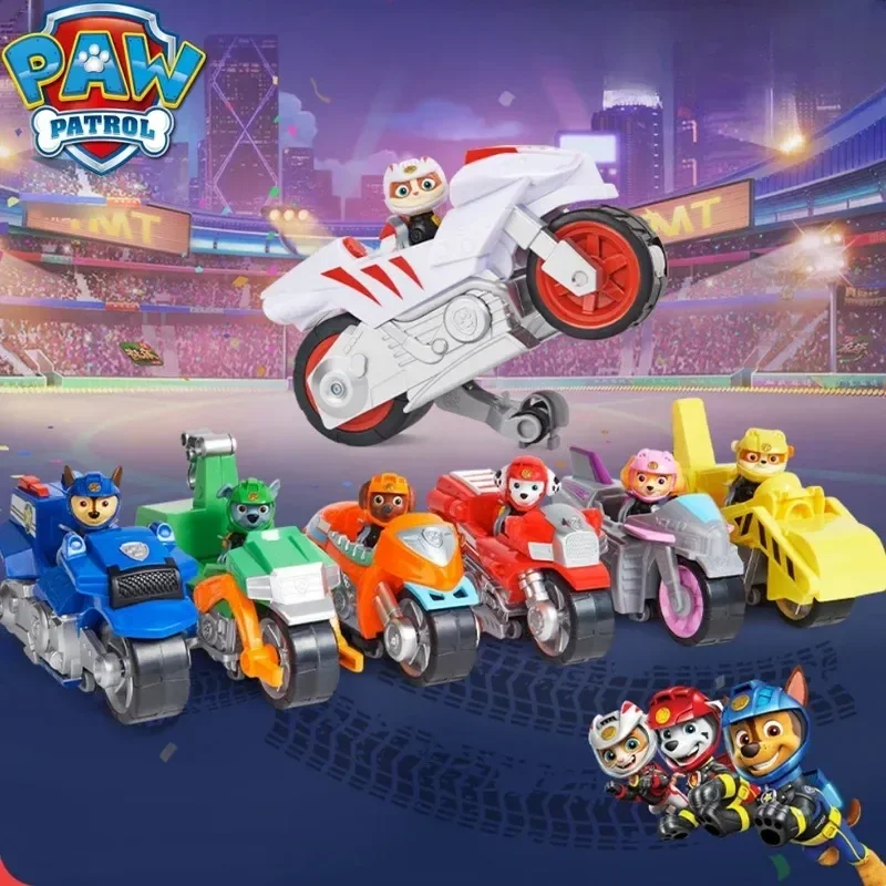 Oryginalne zabawki motocyklowe Paw Patrol Pull-Back Figurki akcji Paw Patrol Zestaw pojazdów ratunkowych dla dzieci Zabawka dla dzieci Prezent