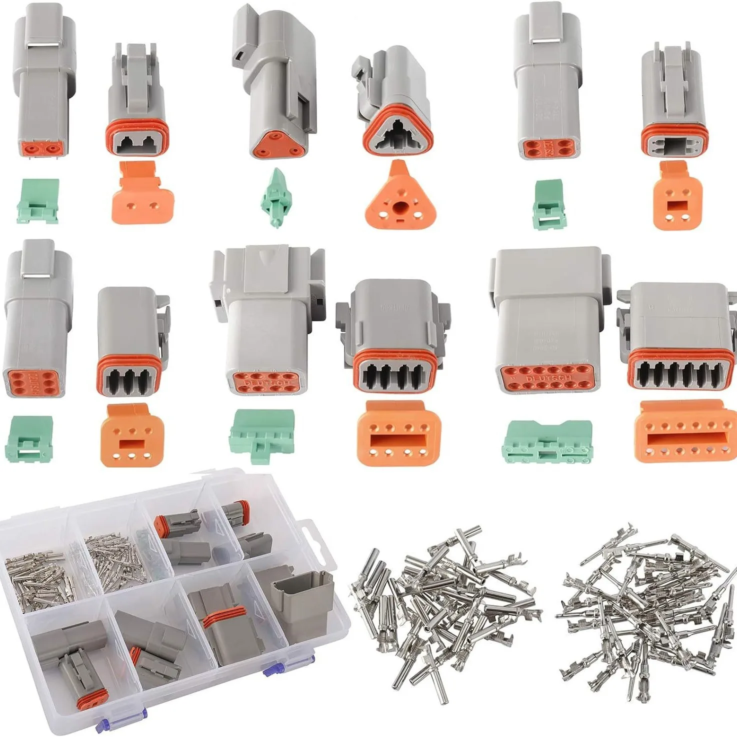 82Pcs DT Deutsch Style Waterproof Car Connectors, 2~12 Cavity Male Female Wiring Harness Connector Assortment