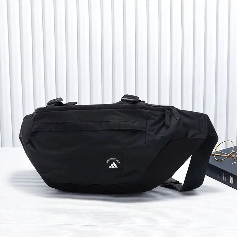 Adidas Medium Crossbody Sling Bag KR5138 Black Adjustable Strap Zipper Pockets Casual Sports Fanny Pack