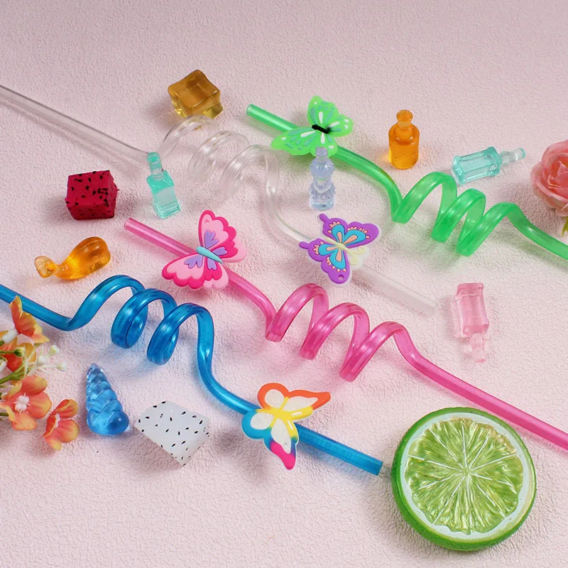 6-pack of butterfly-shaped straws, reusable and perfect for party favors, birthday parties, and wedding decorations,