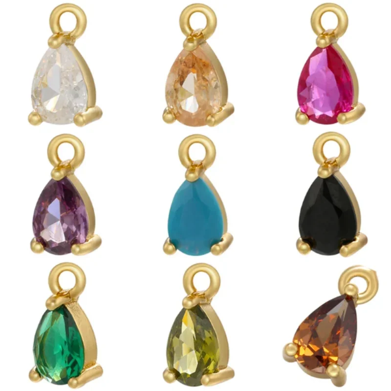 ZHUKOU gold color CZ crystal Water Drop charms for Handmade DIY Earrin...
