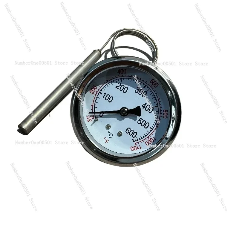 Stainless Steel Thermometer 0 600C Pizza Oven Temperature Gauge 1Meter Cable Dial​