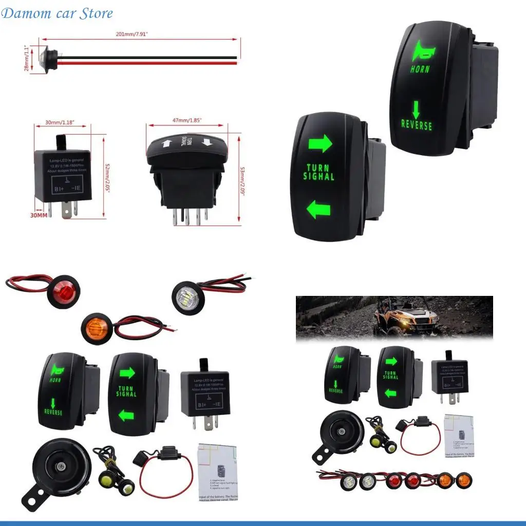 

A2UC Turn with Horn Reverse Hazard Lamp Flasher RelayFuse Wire for UTV ATV