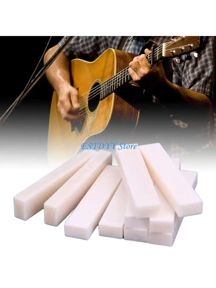 G6DE 10Pcs Guitar Bone Nut Blanks Beef Bone Musical Instrument Guitar Bone Nut Blanks Guitar Nut Professional Bovine Bone Nut