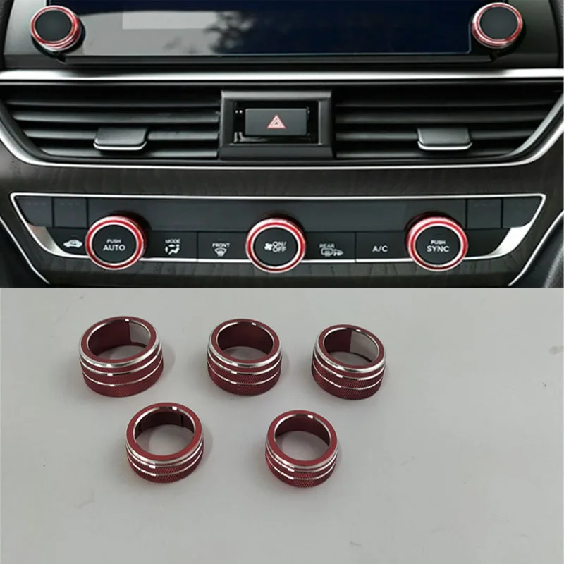 

5Pcs/Lot Aluminum Alloy For 2018-2022 Honda Accord 10th Central Ac Air Conditioning Knob Heat Volume Control Switch Button Cover