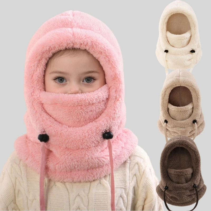 Kältebeständige Kinder Gesichtsbedeckung Helmkappe Warme Sturmhaube Hut Ski Kinder Thermo-Kopfbedeckung Kinder Plüschschal Einteilige Beanie-Mütze – Detail 1