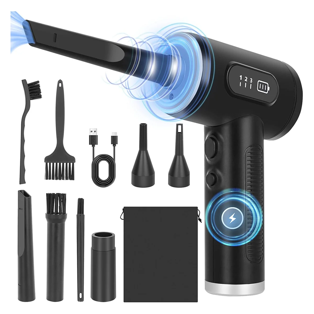 

A78E-2-In-1 Electric Compressed Air Duster, Cordless Air Duster and Vacuum, Air Duster Blower, 3 Adjustable Speed
