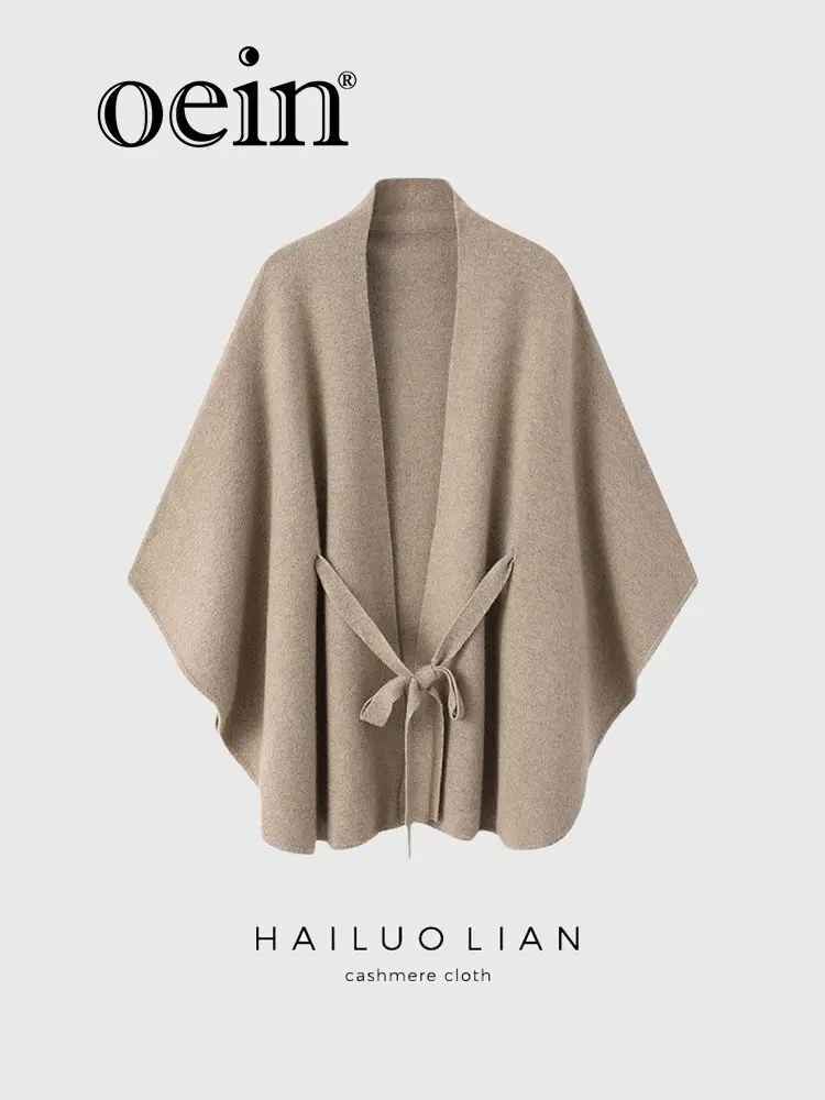 

[oein] [oein] Thick Shawl, Women's Cape, Lace Up Fashion, Outerwear Sweater, Socialite, Korean Style, Maillard High-end