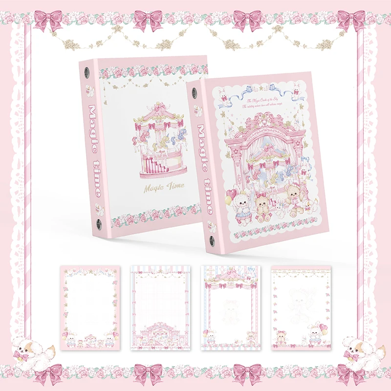 Cute A5 Binder Kpop 4grid 3inch Photo Holder Simple & Aesthetic Photocard Collect Book Idol Photo Album Loose-leaf Notebook