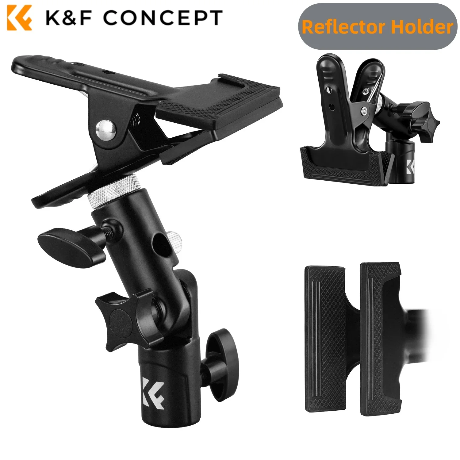 K&F CONCEPT Reflectorcliphouder Lichtstatief Geschikt voor 1/4" tot 3/8" schroefbevestiging 360° °   Draaibare klemadapter voor fotostudio-reflector