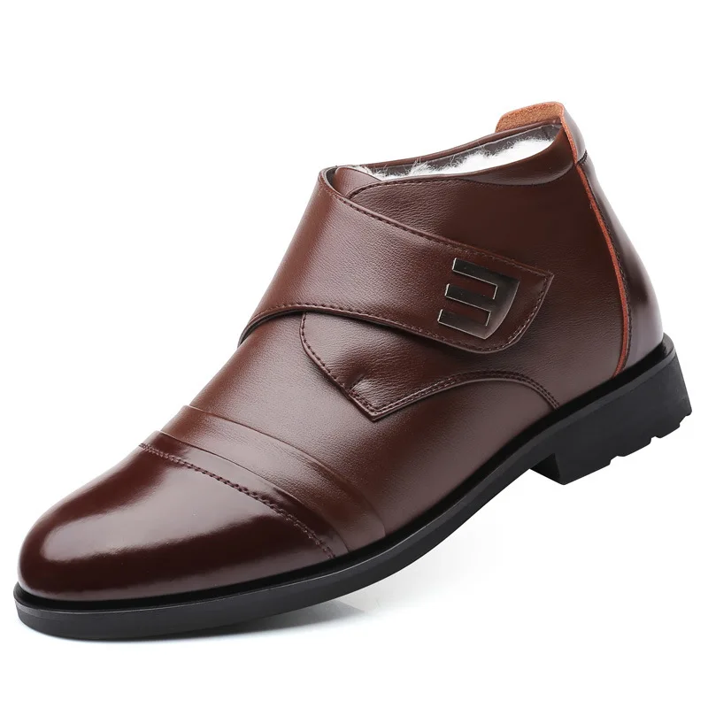 Men's Cotton Shoes 2025 Winter Men's Shoes Middle aged and Elderly Business Plus Velvet Thickened High Lift Cotton Boots