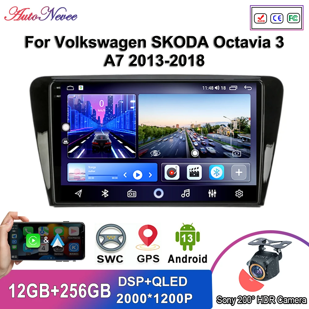 

Автомагнитола NO2Din Android 12 для Volkswagen SKODA Octavia 3 A7 2013-2018, мультимедийный видеоплеер, навигация GPS, головное устройство Carplay