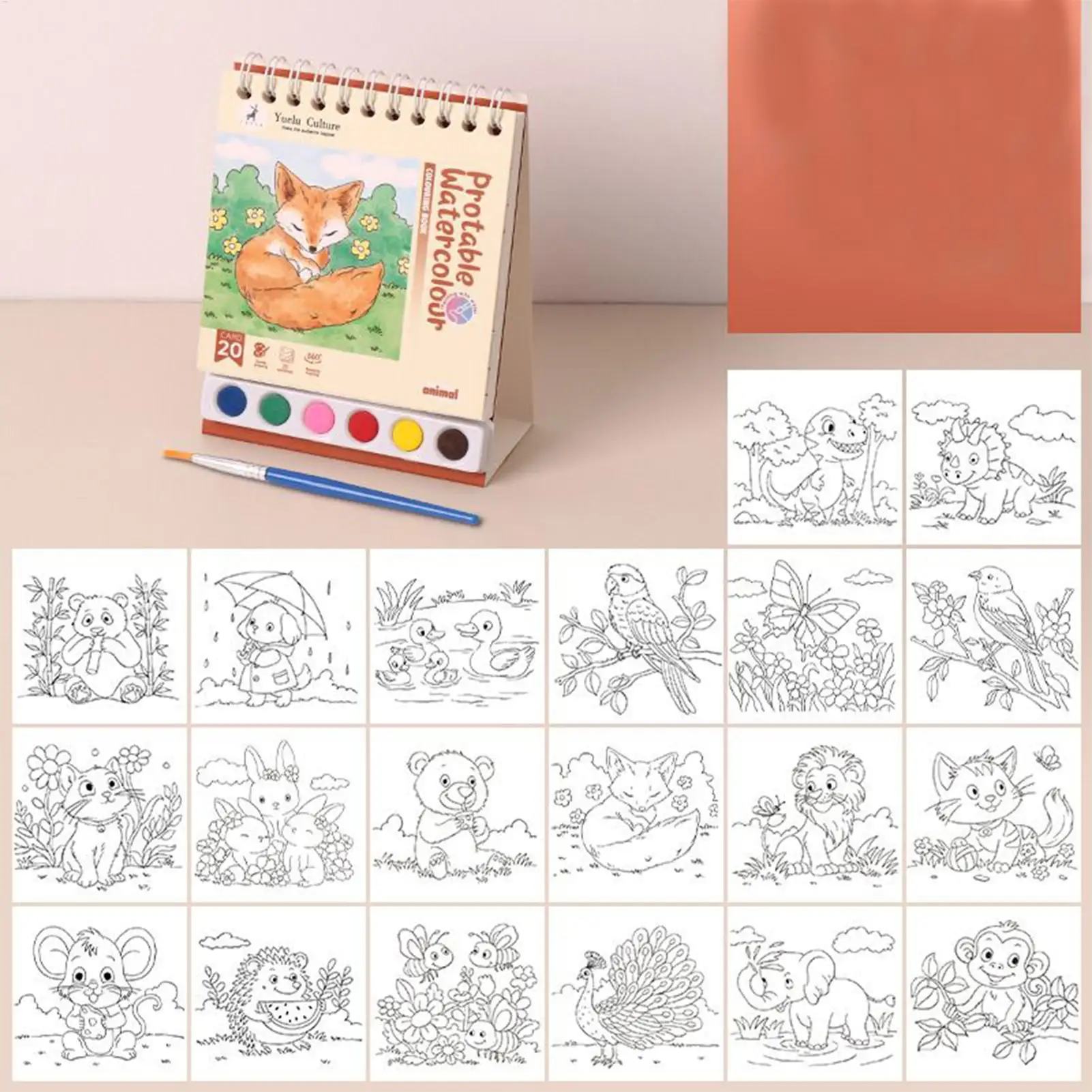 Livro de pintura a água lavável livro de aquarela com pincel iniciante-friendly pintura sketchbook educacional pré-escolar