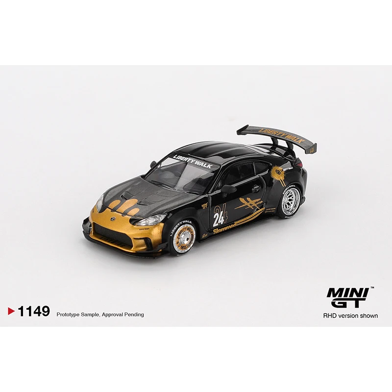 ما قبل البيع MINIGT 1149 1:64 Toyota GR86 LB Nation الذهب الأسود دييكاست نموذج سيارة مجموعة اللعب