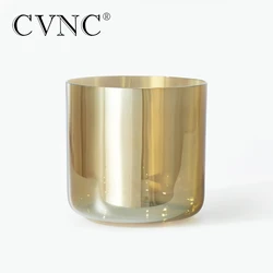 CVNC 6 Inch Champagne Alchemy Clear Quartz Crystal Singing Bowl for Sound Healing and Meditation with Mallet